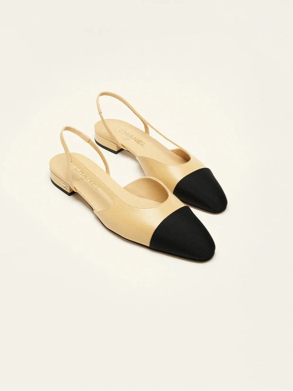 CHANEL Beige & Black Slingbacks